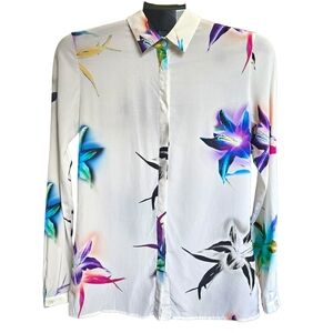 Etro White Multicolor Floral Button Down Shirt